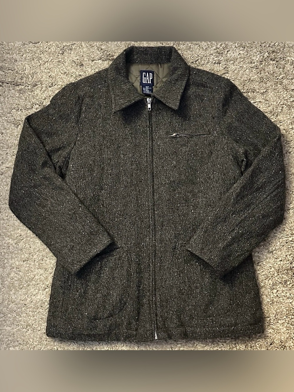 Gap Women’s Size M Gray 3-Pocket Full Zip Long Sleeve Collared Coat